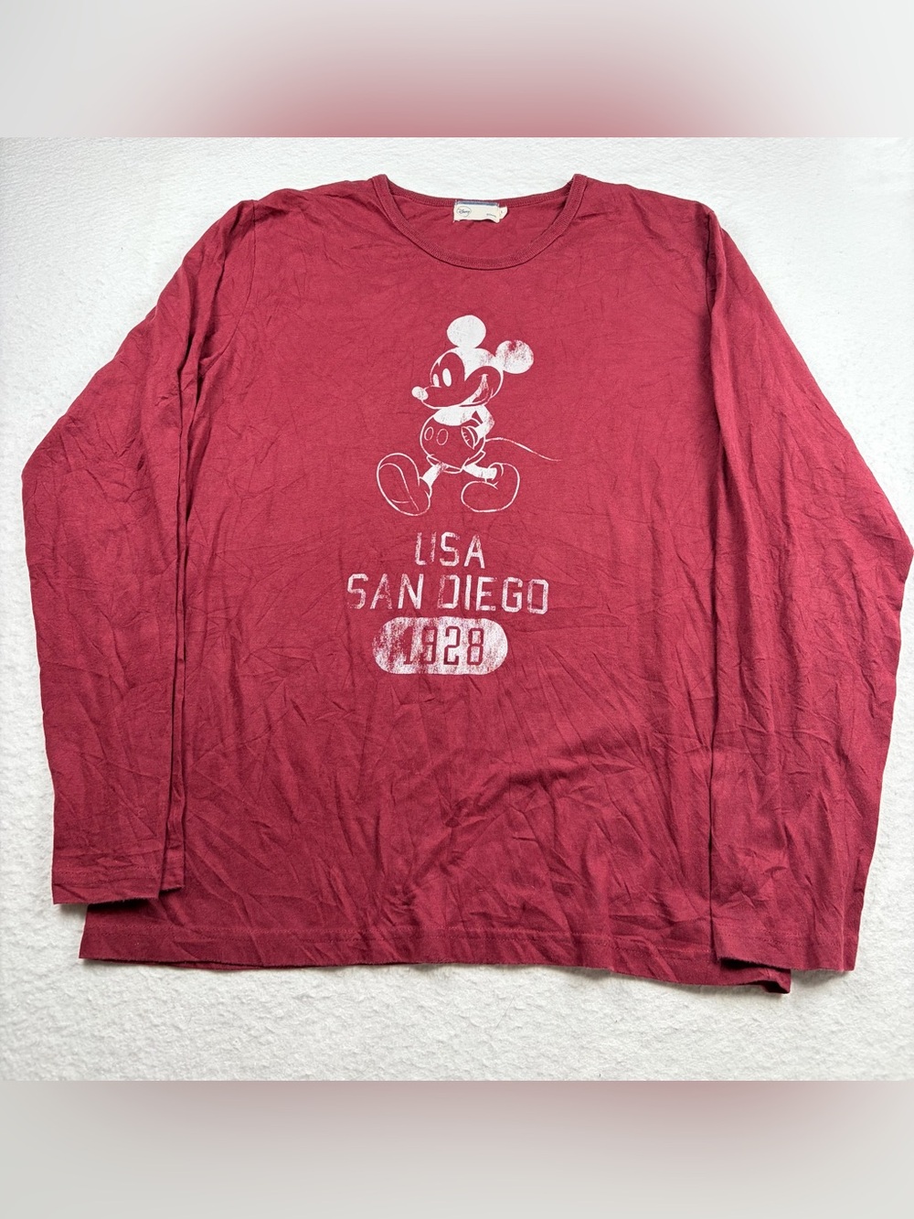 Disney Mickey Mouse "USA SAN DIEGO 1928” Faded Red Vintage Style  Tee L
